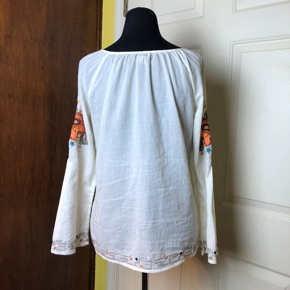 Lucky Brand Sheer Emboidered Long Sleeve Blouse - Picture 5 of 6